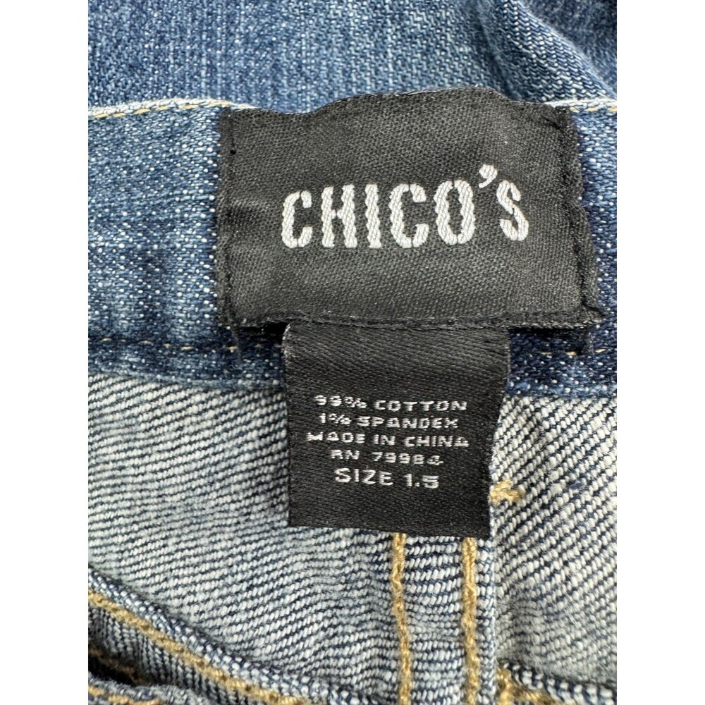 Chico's Straight Leg Jeans Women's Size 1.5 (10) Medium Wash - Picture 5 of 6